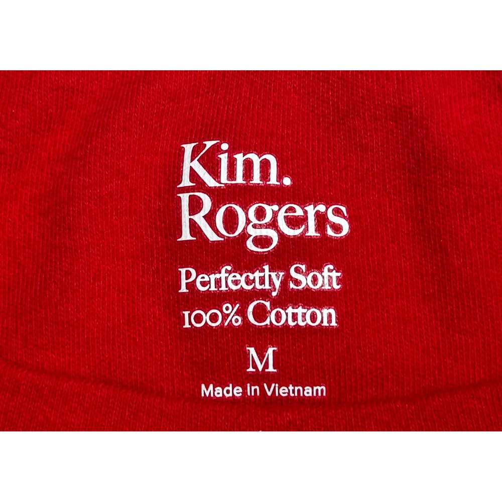 Kim Rogers Red Christmas Snowman Pearl Embellished L. Sleeve Tee Shirt Womens M - Picture 4 of 7